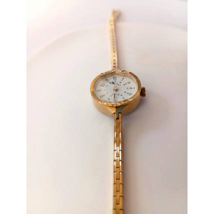 VINTAGE Airin γυναικείο ρολόι με επίχρυσο καντράν και χρυσό μπρασελέ λουράκι (VIN26)